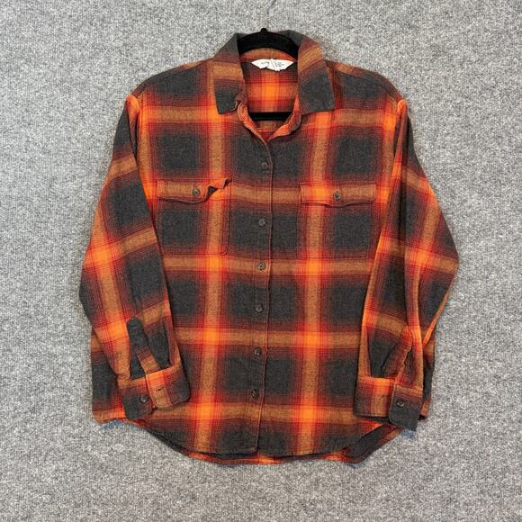 Old Navy Shirt Womens M The Boyfriend Shirt Taylor Swift Evermore Plaid Flannel - Picture 2 of 10